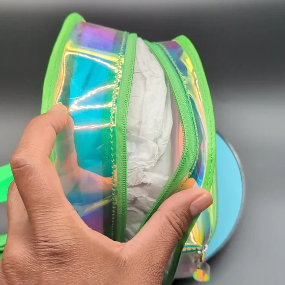 NWOT Iridescent Rainbow Clear Daypack Back pack Zippered With  Front Pocket - Picture 7 of 9